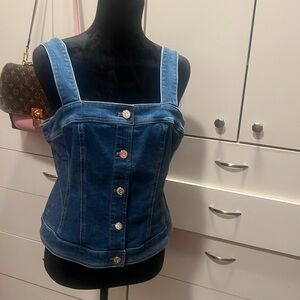 White House black market denim top